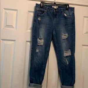 Distressed boyfriend jeans